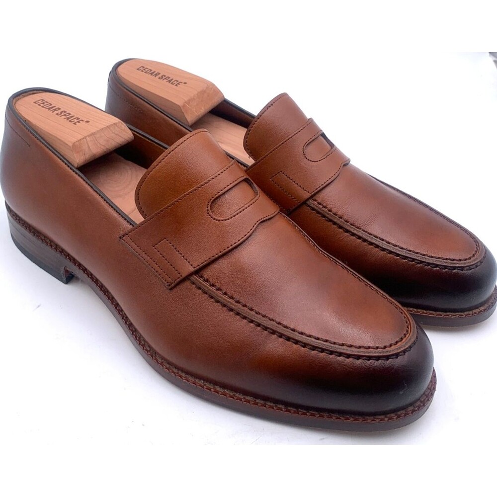 Beckett Simonon Cohen Brown Burnished Leather Penny Loafers Mens Sz 8/41 w/Trees